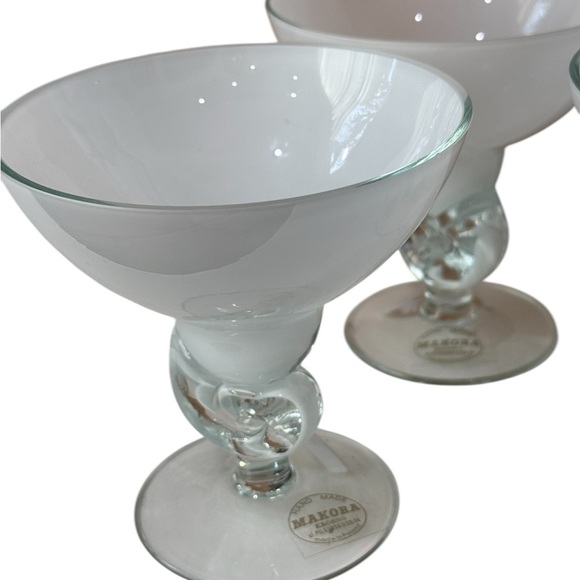 Makoro Jozefina Krosno Hand Made in Poland 4 1/4 in Martini Art Glass lot of 3 - Picture 2 of 6
